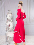 Rhinestone Long Sleeve Princess Cut Ballroom Dress