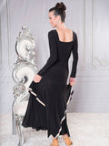 Rhinestone Long Sleeve Princess Cut Ballroom Dress