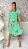 Butterfly Short Cap Sleeve Princess Cut Latin Dress