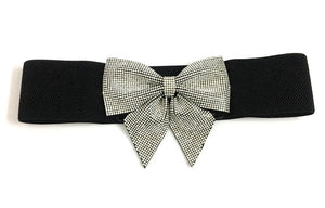 Rhinestone Ribbon Bow Elastic Belt