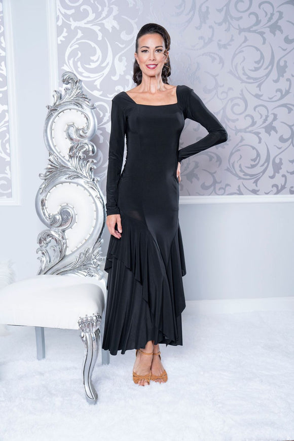 Long Princess Cut Ballroom Dress Black / Small