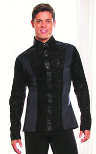 Men's Collared Shirt with Velvet Burnout Insets MS22