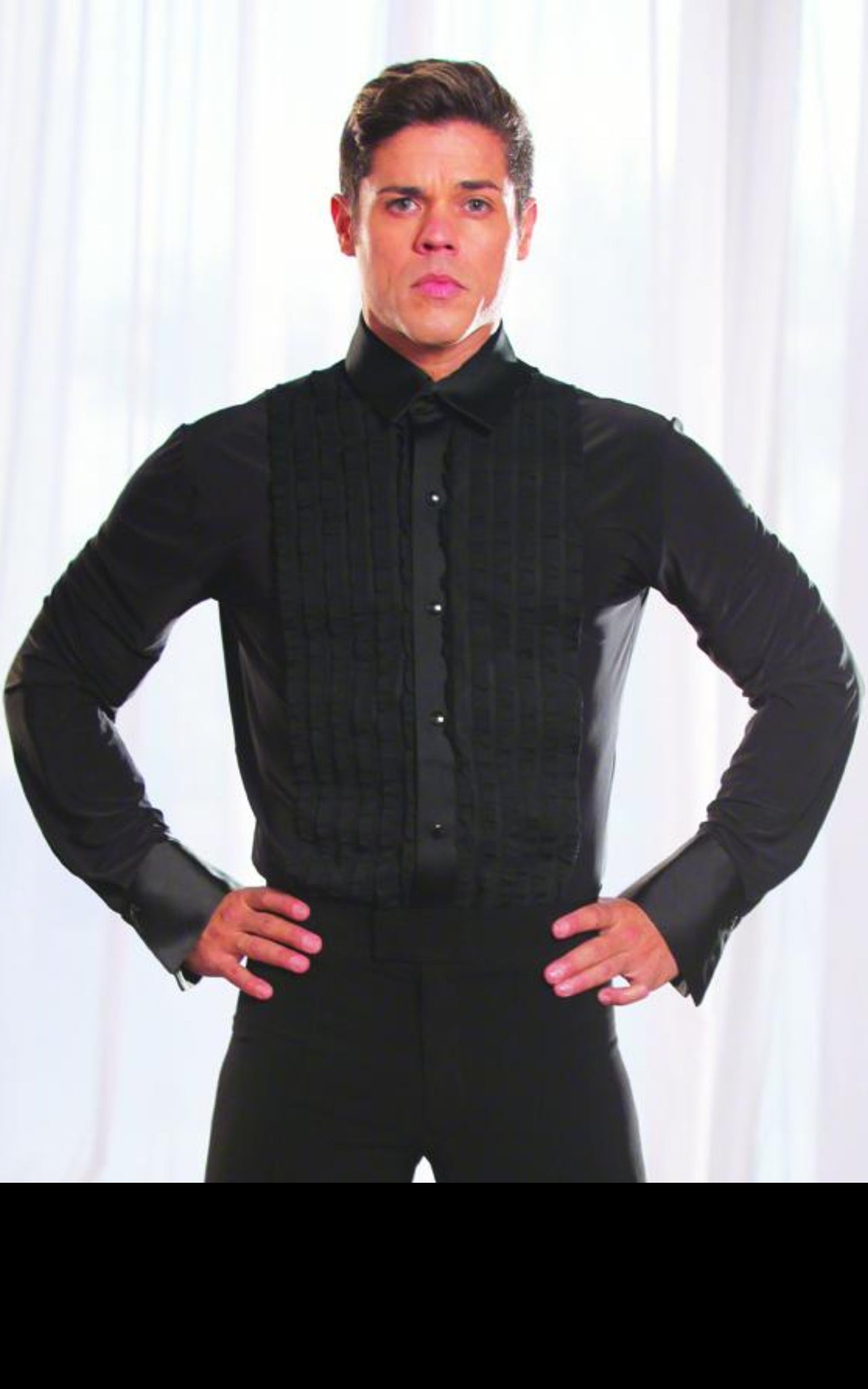 The Dancer's Boutique 'Men's Ruffled Tuxedo Shirt' Black / Medium / With Trunks The Dancer's Boutique 'Men's Ruffled Tuxedo Shirt' Black / Medium / With Trunks