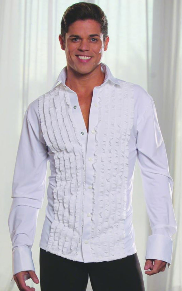 mens white ruffle dress shirt White Ruffle Shirt M